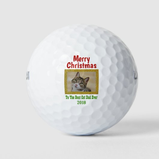 Weihnachts Bester Cat Vater Jeden Haustier Foto Golfball (Vorderseite)