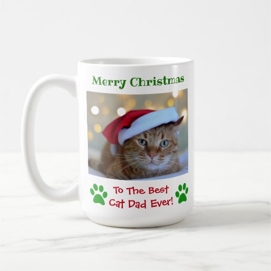 Weihnachts Bester Cat Vater Jeden Haustier Foto Kaffeetasse (Links)