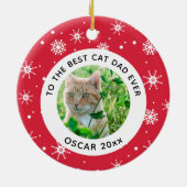 Weihnachts Bester Cat Vater Jeden Haustier Foto Keramik Ornament (Hinten)