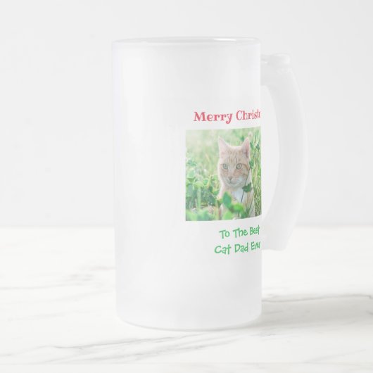 Weihnachts Bester Cat Vater Jeden Haustier Foto Mattglas Bierglas (VorderseiteRechts)