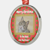 Weihnachts Bester Cat Vater Jeden Haustier Foto Ornament Aus Metall (Links)