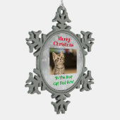 Weihnachts Bester Cat Vater Jeden Haustier Foto Schneeflocken Zinn-Ornament (Links)