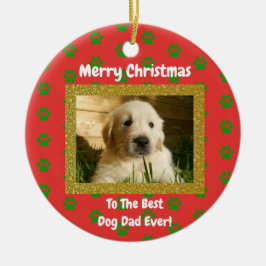 Weihnachts Bester Hund Vater je Begleiter Foto Keramik Ornament