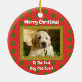 Weihnachts Bester Hund Vater je Begleiter Foto Keramik Ornament (Hinten)