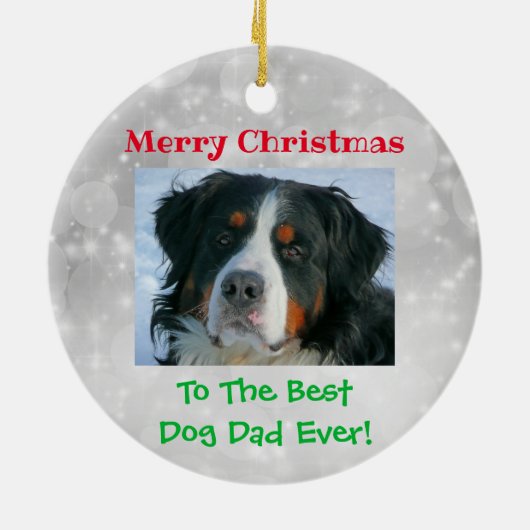 Weihnachts Bester Hund Vater je Begleiter Foto Keramik Ornament (Hinten)
