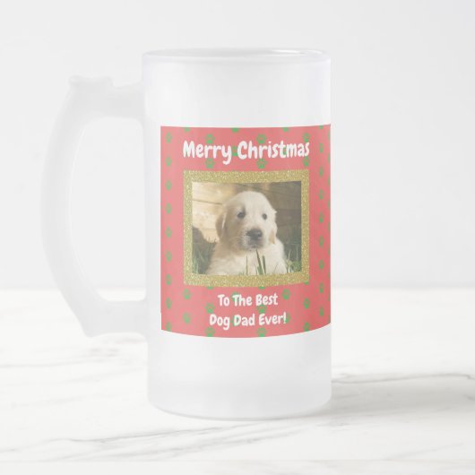 Weihnachts Bester Hund Vater je Begleiter Foto Mattglas Bierglas (Links)