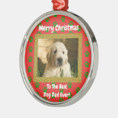 Weihnachts Bester Hund Vater je Begleiter Foto Ornament Aus Metall (Links)
