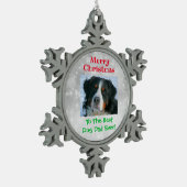 Weihnachts Bester Hund Vater je Begleiter Foto Schneeflocken Zinn-Ornament (Links)