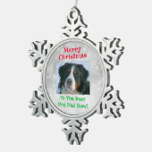 Weihnachts Bester Hund Vater je Begleiter Foto Schneeflocken Zinn-Ornament (Rechts)
