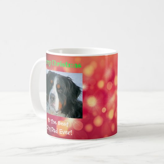 Weihnachts Bester Hund Vater je Custom Pet Foto Kaffeetasse (Vorderseite Links)