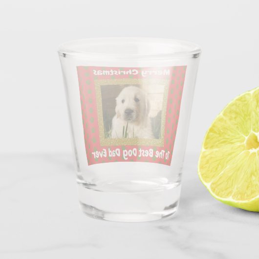 Weihnachts Bester Hund Vater je Custom Pet Foto Schnapsglas (Rückseite)