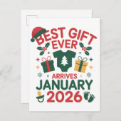 Weihnachts Bestes Geschenk Ankunft Januar 2026 Paa Ankündigungspostkarte (Vorne/Hinten)