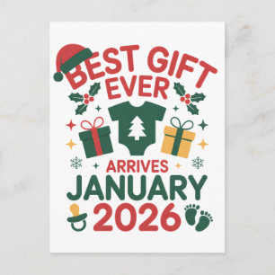 Weihnachts Bestes Geschenk Ankunft Januar 2026 Paa Ankündigungspostkarte
