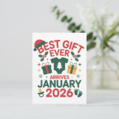 Weihnachts Bestes Geschenk Ankunft Januar 2026 Paa Ankündigungspostkarte (Stehend Vorderseite)