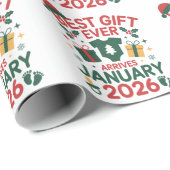 Weihnachts Bestes Geschenk Ankunft Januar 2026 Paa Geschenkpapier (Rolleneckpunkt)