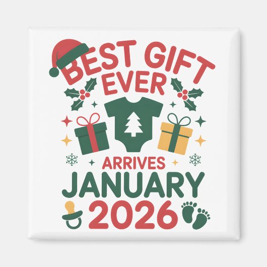Weihnachts Bestes Geschenk Ankunft Januar 2026 Paa Magnet (Vorne)