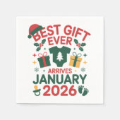 Weihnachts Bestes Geschenk Ankunft Januar 2026 Paa Serviette (Vorderseite)
