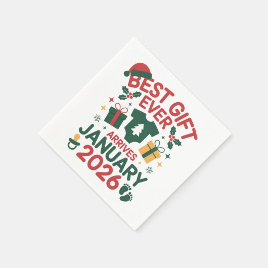 Weihnachts Bestes Geschenk Ankunft Januar 2026 Paa Serviette (Ecke)