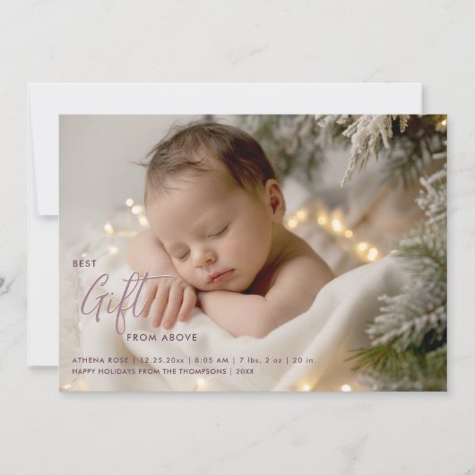 Weihnachts Bestes Geschenk Kalligrafie Pink Baby F Ankündigung (Vorderseite)