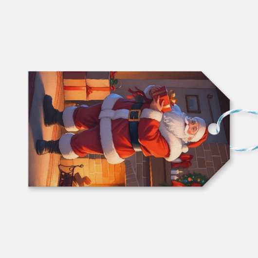 Weihnachts-Besuch des Weihnachtsmanns Geschenkanhänger (Vorderseite (Horizontal))