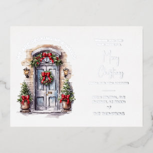 Weihnachts-Bewegung Ankündigung Silver Foil Postca