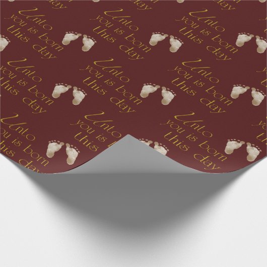 Weihnachts-Bibelverse auf Maroon Geschenkpapier (Ecke)