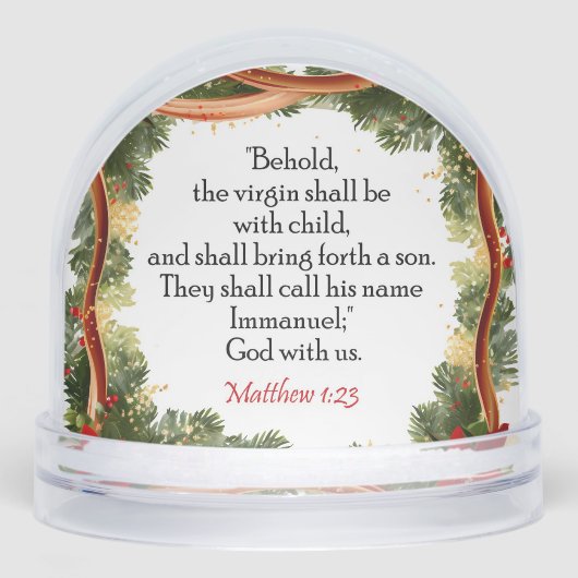 Weihnachts-Bibelverse mit familiärem Foto Schneekugeln (Vorderseite)