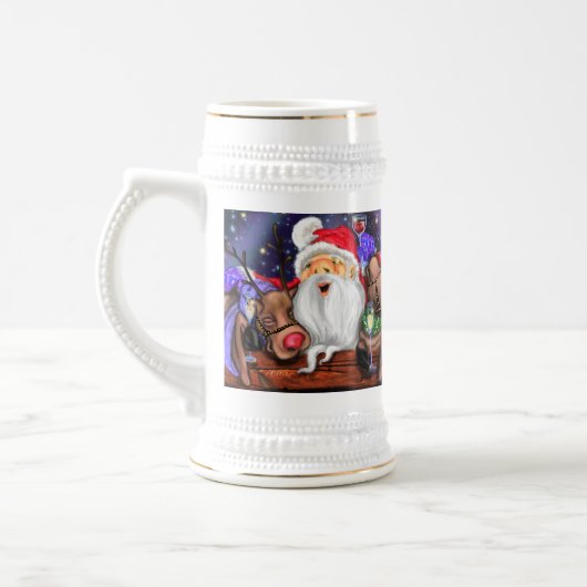 Weihnachts-Bierstein Gift Weihnachten mit Rentiers Bierglas (Links)