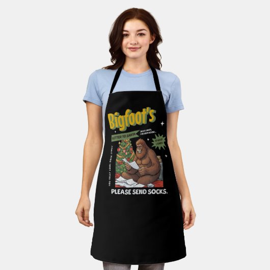 Weihnachts-Bigfoot-Brief an den Weihnachtsmann Schürze (Getragen)