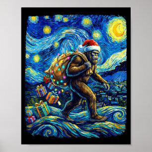 Weihnachts-Bigfoot-Santa-Hut Van Gogh Sternennacht Poster
