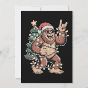 Weihnachts Bigfoot Sasquatch Weihnachtsmannmütze W Feiertagskarte