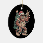 Weihnachts Bigfoot Sasquatch Weihnachtsmannmütze W Keramik Ornament (Rechts)
