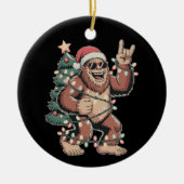 Weihnachts Bigfoot Sasquatch Weihnachtsmannmütze W Keramik Ornament (Vorne)