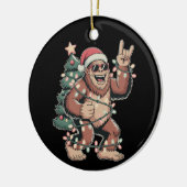 Weihnachts Bigfoot Sasquatch Weihnachtsmannmütze W Keramik Ornament (Links)
