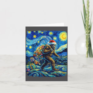 Weihnachts-Bigfoot-Weihnachtsmannmütze Van Gogh St Karte