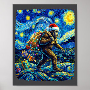 Weihnachts-Bigfoot-Weihnachtsmannmütze Van Gogh St Poster