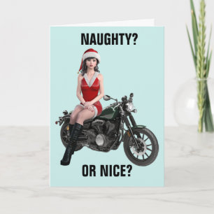 WEIHNACHTS-BIKER-MOTORRAD-MÄDCHEN-GRUßKARTEN KARTE