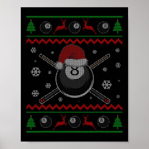 Weihnachts Billard Pool Snooker Sport Player Funn Poster