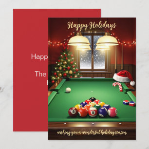 Weihnachts-Billardspieler-Weihnachtskarten Feiertagskarte