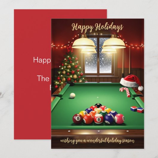 Weihnachts-Billardspieler-Weihnachtskarten Feiertagskarte (Vorne/Hinten)