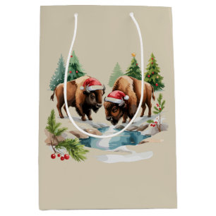 Weihnachts Bison Büffel Tier Western Wildlife  Mittlere Geschenktüte
