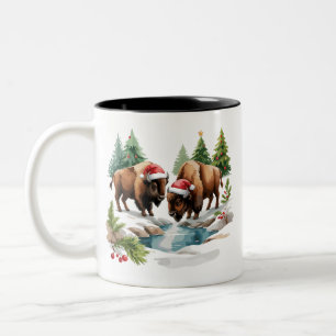 Weihnachts Bison Büffel Tier Western Wildlife Zweifarbige Tasse