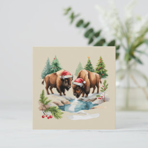 Weihnachts Bison Büffel Tier Western Wildtiere Feiertagskarte