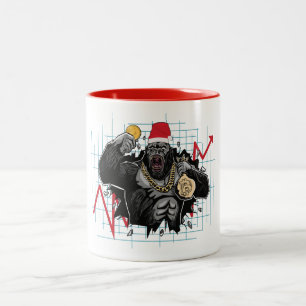 Weihnachts-Bitcoin-Aktienmarkt Zweifarbige Tasse