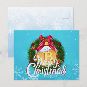 Weihnachts-Bitcoin im Holiday Wreath Postkarte