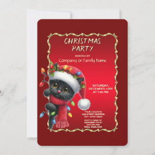Weihnachts Black Cat Feiertag Einladung