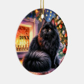 Weihnachts Black Kitten Customize Date Ornament (Rechts)