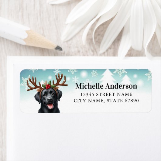 Weihnachts Black Labrador Retriever Address Labels (Insitu)