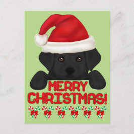 Weihnachts Black Labrador Welpe! Feiertagspostkarte