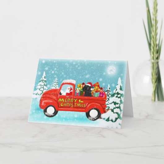 Weihnachts-Black-Poodle-Geschenke Lieferwagen Kart Karte (Vorderseite)